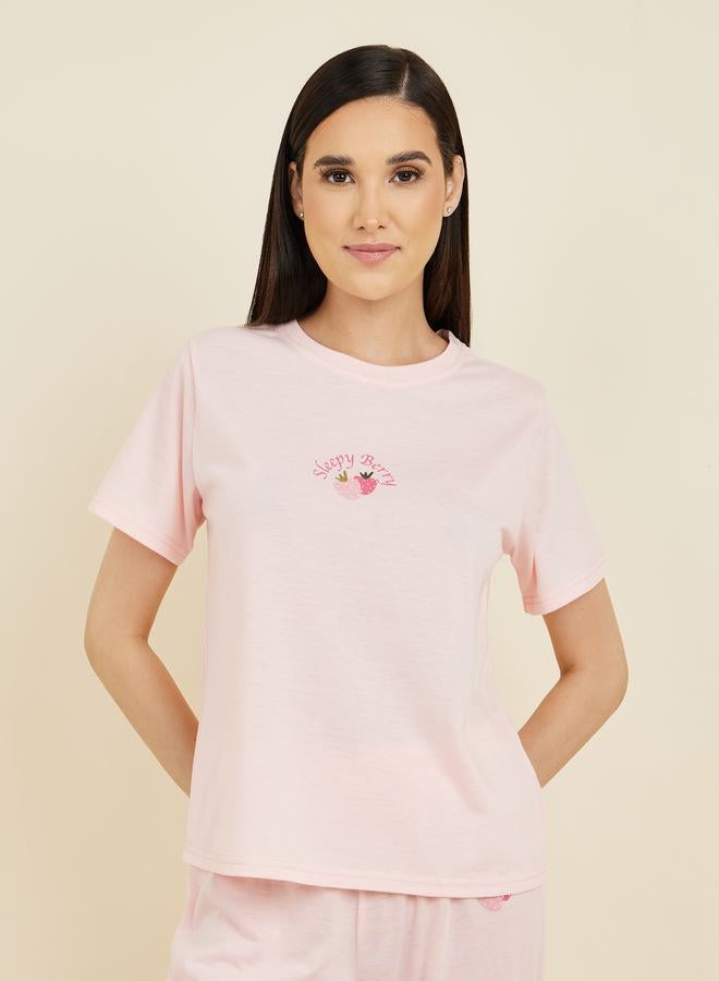 Styli Sleepy Strawberry Graphic Print T-shirt and Pyjama Set - Image 3