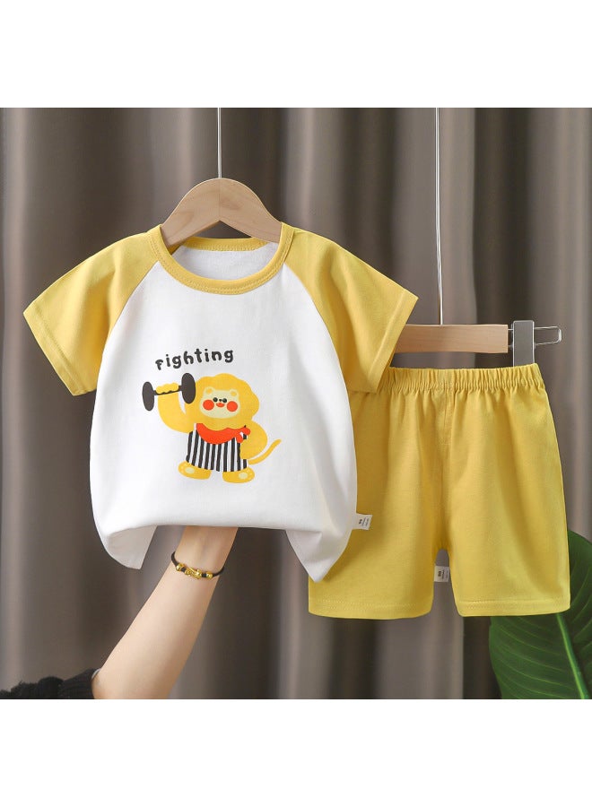 Children's Short-sleeved Suit Cotton Summer New Boys' Summer Clothing Baby T-shirt Girls' Clothing Thin Children's Clothing