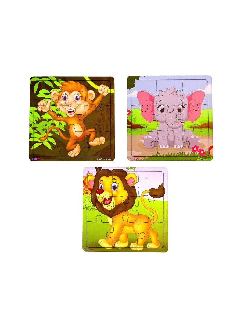 Fiddlys Wooden Paperless Jigsaw Puzzle for Children - Pack of 3-9 Pieces - Image 1