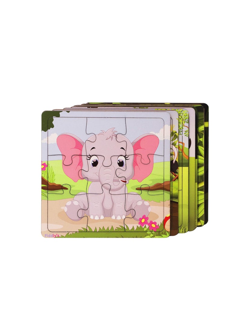 Fiddlys Wooden Paperless Jigsaw Puzzle for Children - Pack of 3-9 Pieces - Image 5