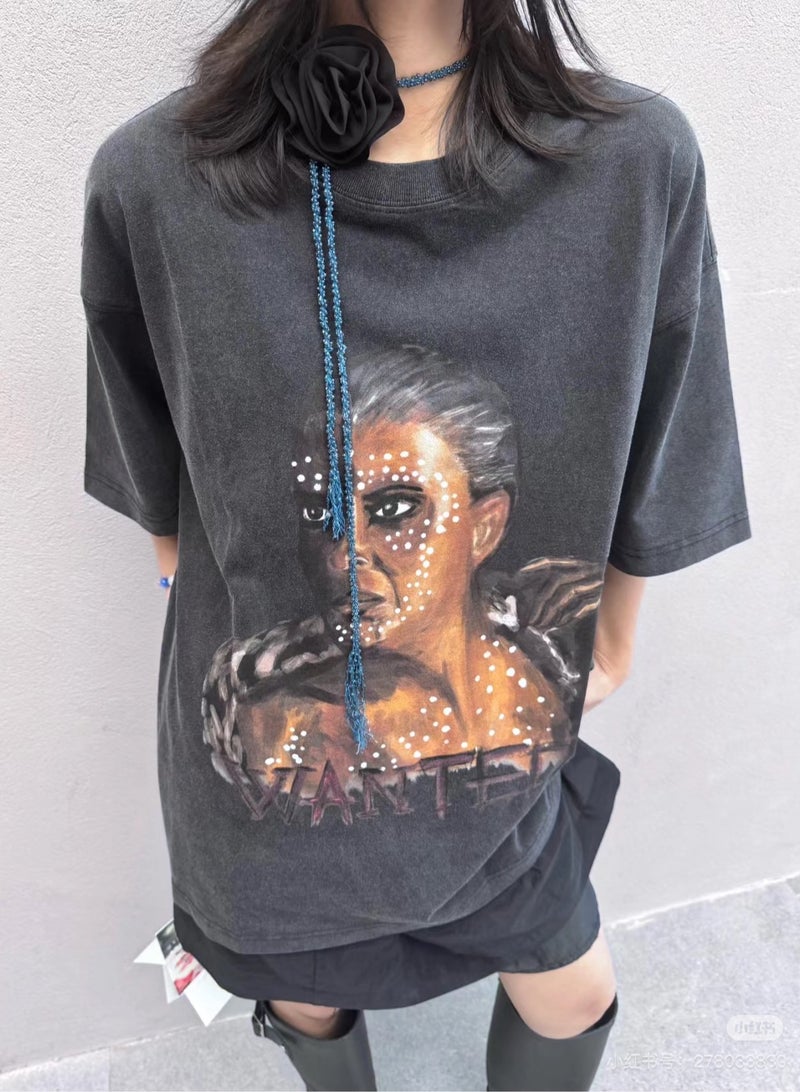 mutagen Replicant graphic hand drawn print  cotton washed t-shirt - Image 2