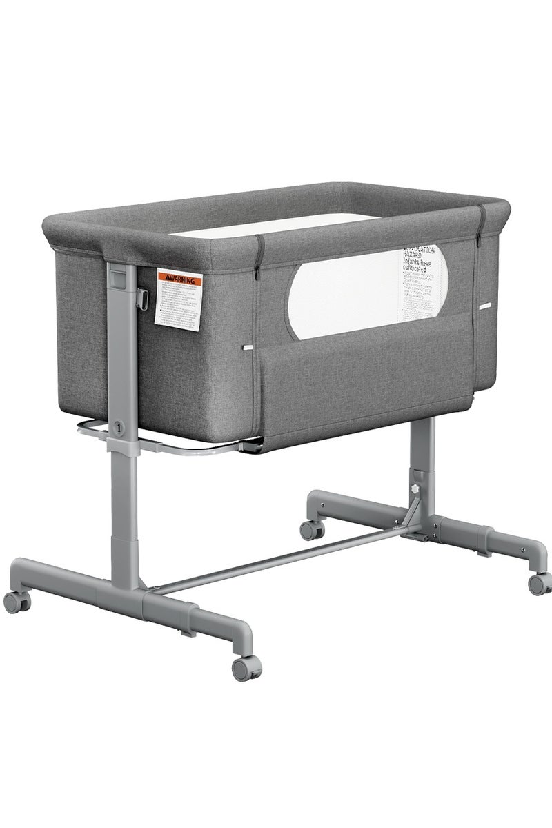 Babyomi 3-in-1 Baby Bassinet with Comfy Mattress, Wheels & 6 Height Adjustments,Grey - Image 1