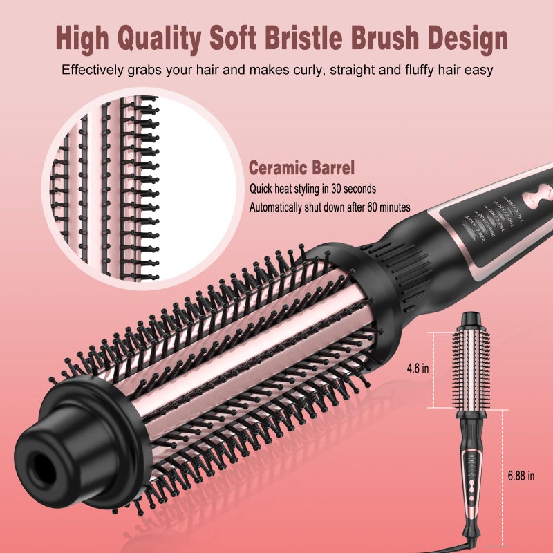 DENVEK Thermal Brush, Heated Round Brush & Curling Iron with Ceramic Ionic Technology, Hair Tools for Volumizing & Styling, Travel-Friendly Hot Comb with Adjustable Temperatureï¼ˆRose Gold 1.5 inchï¼‰ - Image 4