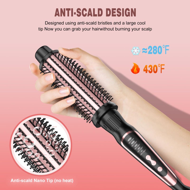 DENVEK Thermal Brush, Heated Round Brush & Curling Iron with Ceramic Ionic Technology, Hair Tools for Volumizing & Styling, Travel-Friendly Hot Comb with Adjustable Temperatureï¼ˆRose Gold 1.5 inchï¼‰ - Image 2