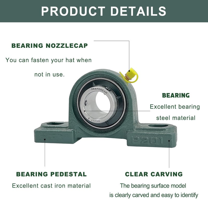 DEEPDREAM 6Pcs UCP201-8 Pillow Block Bearing with 1/2" Bore Mounted Pillow Block Bearings Chrome Steel Bearings Self-Alignment - Image 4