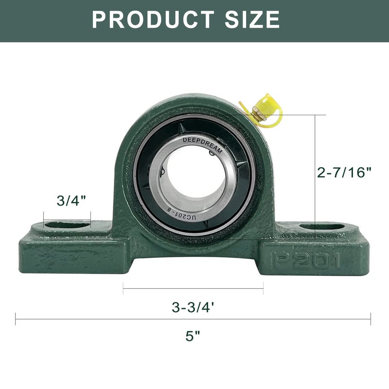 DEEPDREAM 6Pcs UCP201-8 Pillow Block Bearing with 1/2" Bore Mounted Pillow Block Bearings Chrome Steel Bearings Self-Alignment - Image 2
