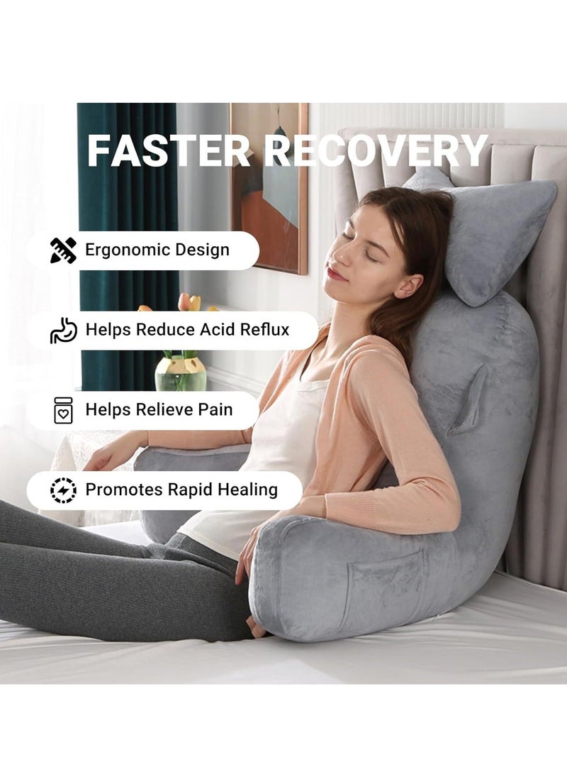 WALALLA Ergonomic Extra Large Memory Foam Reading Pillow, Pillow Backrest, Lumbar Pillow, Neck Support pillow, Seat Cushion, Bed Rest Pillow, Lounge Cushion, Back Support Pillow with Arms, Washable Cover - Image 3