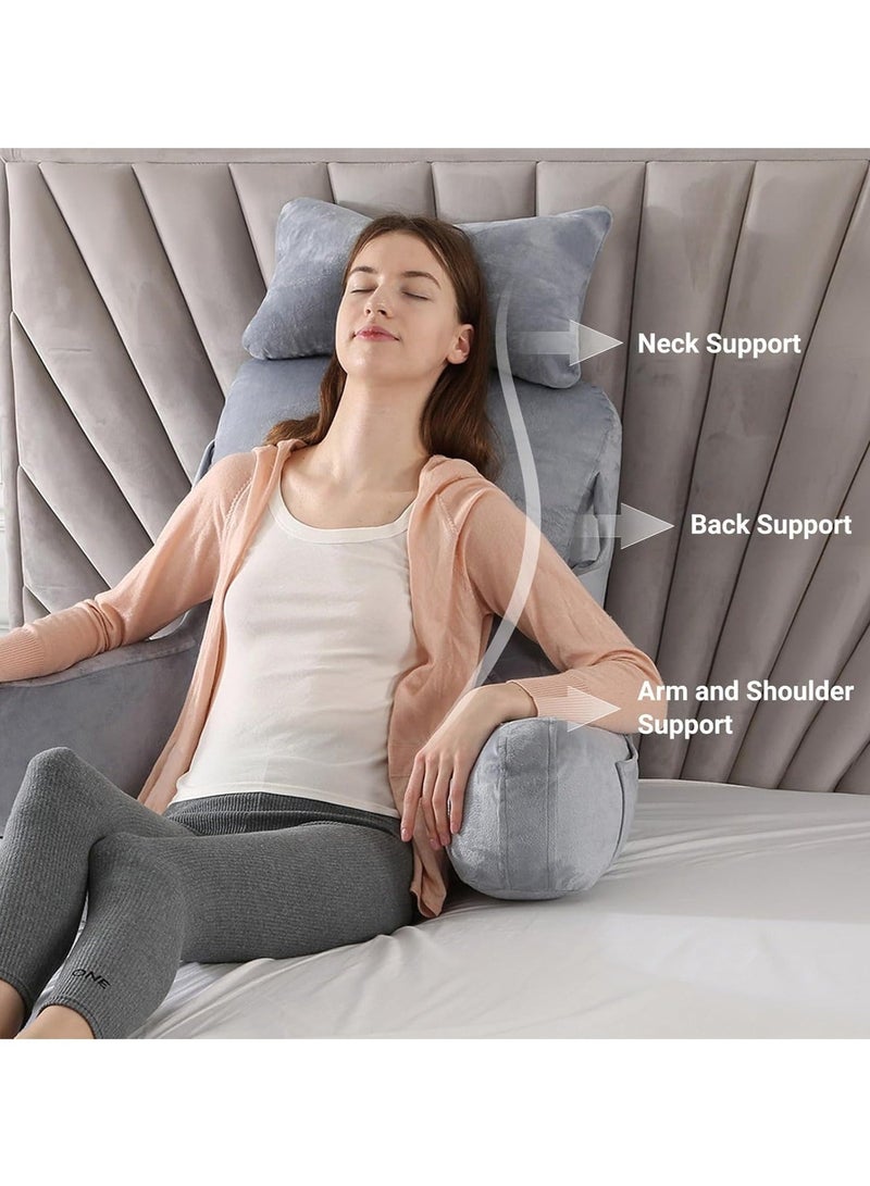 WALALLA Ergonomic Extra Large Memory Foam Reading Pillow, Pillow Backrest, Lumbar Pillow, Neck Support pillow, Seat Cushion, Bed Rest Pillow, Lounge Cushion, Back Support Pillow with Arms, Washable Cover - Image 4