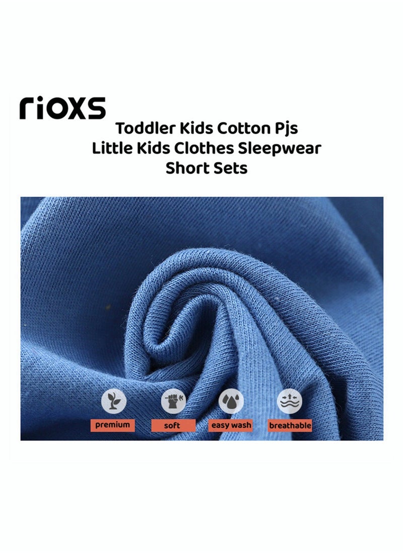 RIOXS - Toddler Baby Boys Top and Pant Sets Kids Short Sleeve Shirt Short Suits Cotton Outfits Summer Playwear - Image 1