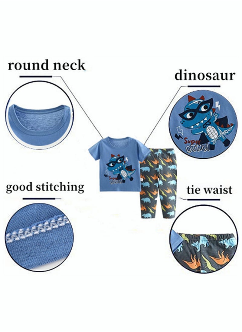 RIOXS - Toddler Baby Boys Top and Pant Sets Kids Short Sleeve Shirt Short Suits Cotton Outfits Summer Playwear - Image 1