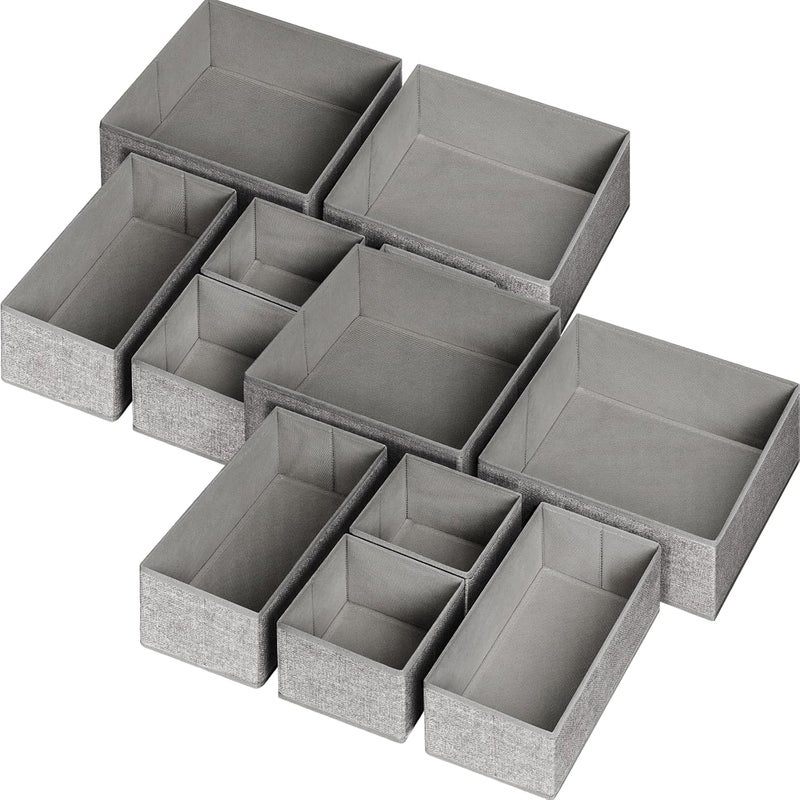 Criusia 12 Pack Drawer Organizers for Clothing, Foldable Clothes Storage Box Closet Dresser Drawer Organizers Dividers, Bedroom Organization Fabric Bins for Baby Clothes Underwear Sock Bra Ties (Grey) - Image 1