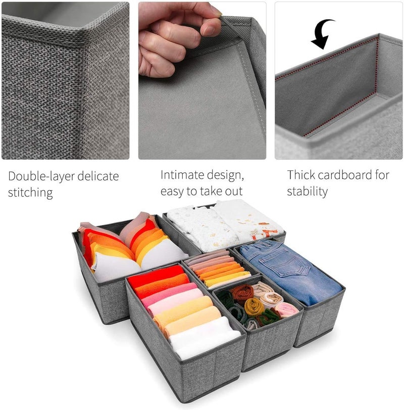 Criusia 12 Pack Drawer Organizers for Clothing, Foldable Clothes Storage Box Closet Dresser Drawer Organizers Dividers, Bedroom Organization Fabric Bins for Baby Clothes Underwear Sock Bra Ties (Grey) - Image 4