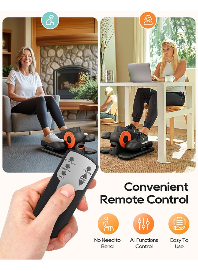 XiuWoo Under Desk Elliptical, Ellipse Leg Exerciser for Home, Office, Fully Assembled, Quiet and Portable Seated Pedal Exerciser for Seniors with 15 Adjustable Speed, Remote Control - Image 2