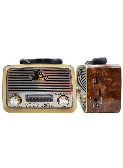 radio brown color Rechargeable or battery powered classic design Bluetooth FM USB support excellent and powerful sound