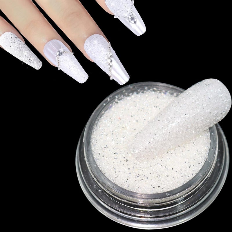 Laza 1.5g/0.05oz Diamond Nail Glitter Reflective Glitter Rhinestones Diamond Dust Pixie Crystals for Nails Holographic Nail Powder Triangle Glitter Decorations for Nail Art Tips Manicure - White