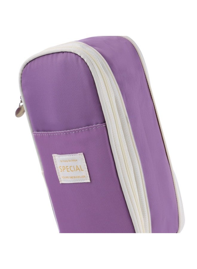 YUERUI Macaron Pencil Case Double Canvas Retractable Large Capacity Simple Pencil Case Double Zipper Multi-layer Pencil Case - Image 1