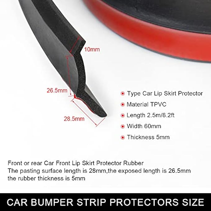 CYONRUAN 8.2FT Car Bumper Lip Stickers 2.5M Car Front Bumper Lip Rubber 60mm Width Car Bumper Protectors Bumper Lip Strip - Image 4