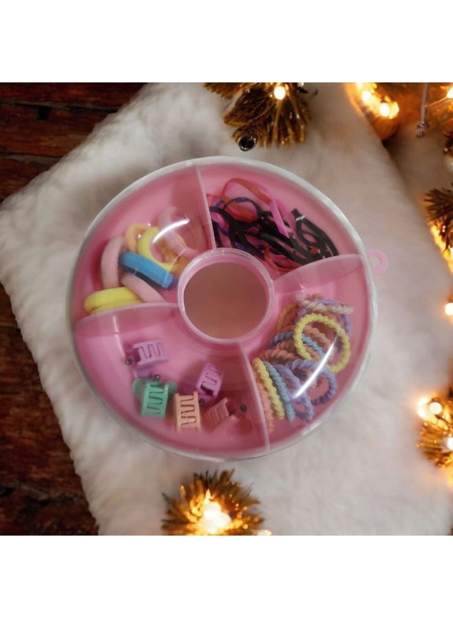 Cute Donut-Shaped Hair Tie Box for Girls & Kids – Small Portable Case with Colorful Hair Bands, Perfect for Daily Use & Gift Giving - Image 2