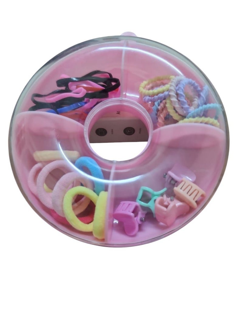 Cute Donut-Shaped Hair Tie Box for Girls & Kids – Small Portable Case with Colorful Hair Bands, Perfect for Daily Use & Gift Giving - Image 3