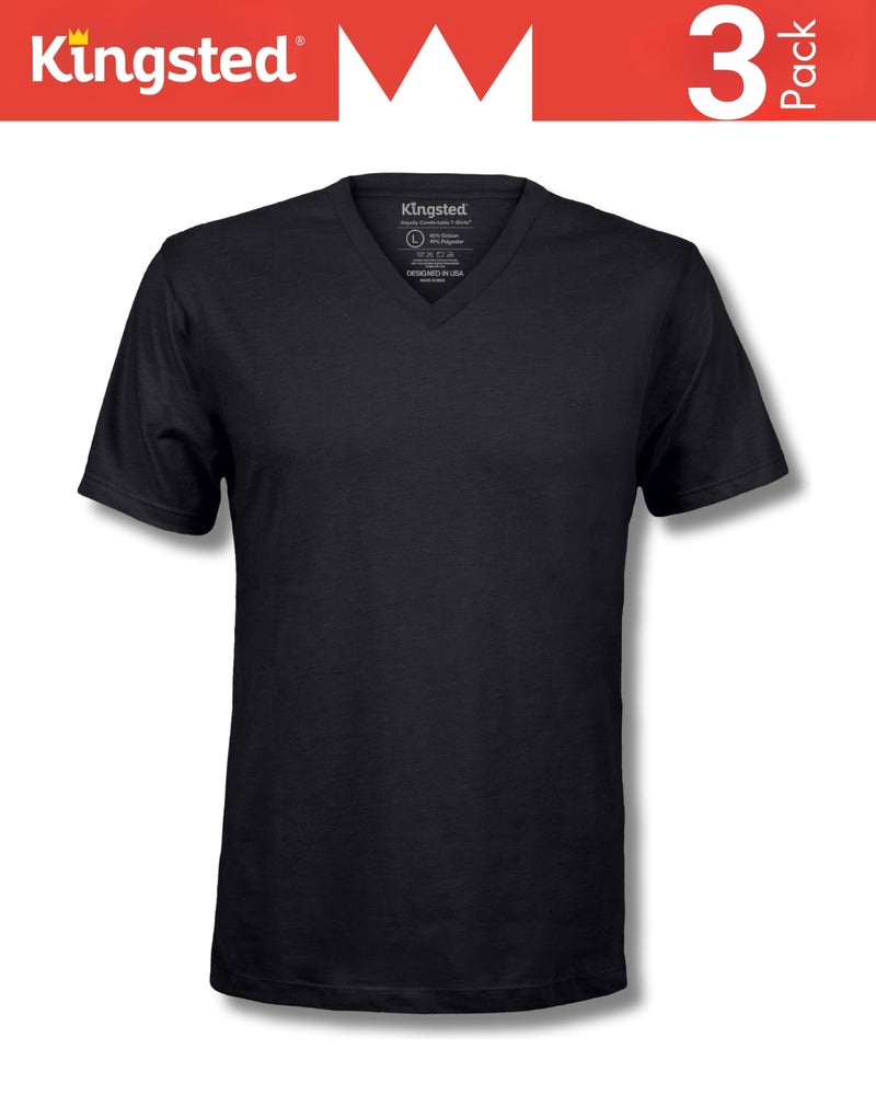 Kingsted V-Neck T-Shirts for Men - Royally Comfortable - Super Soft Cotton Blend - Well-Crafted Classic Tees (3 Pack, Classic, Large) - Image 5