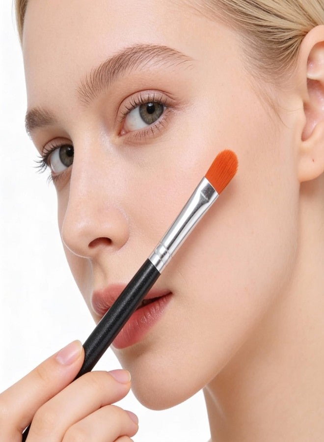 Neyauo 1 Pcs Flat Rounded Concealer Brush, Extra Flat Eyebrow Brush & Eye Shadow Primer Applicator, Soft Dense Synthetic Small Makeup Brushes for Blending Cream Liquid Powder - Image 4
