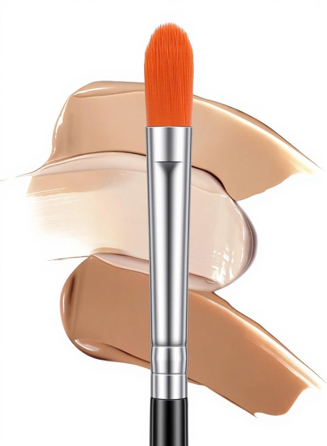 Neyauo 1 Pcs Flat Rounded Concealer Brush, Extra Flat Eyebrow Brush & Eye Shadow Primer Applicator, Soft Dense Synthetic Small Makeup Brushes for Blending Cream Liquid Powder - Image 1