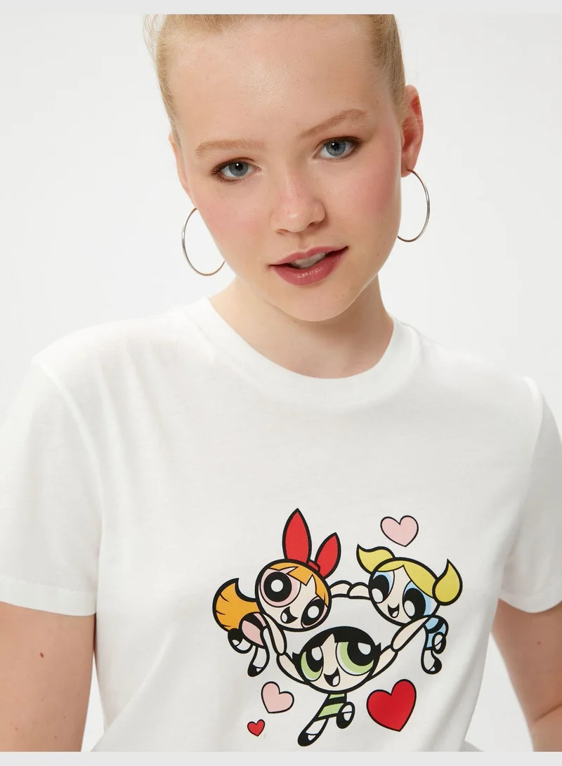 كوتون Power Puff Girls Printed Licensed Short Sleeve Crew Neck T-Shirt