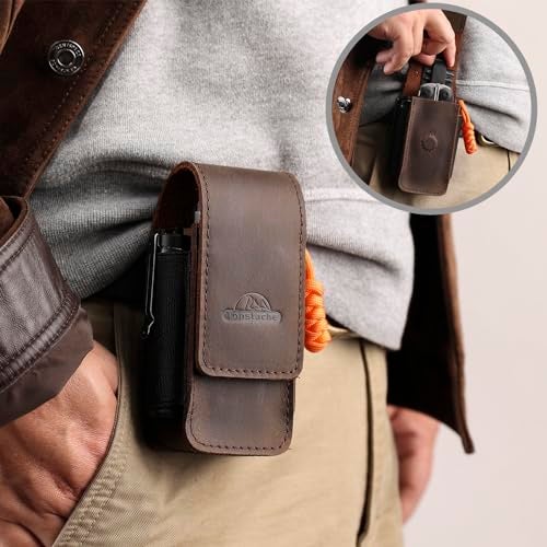 Topstache Multitool Sheath for Men - Belt Leather Multitool Holster - EDC Belt Organizer for Leatherman, Gerber - Magnetic Closure Multitool Pouch Fits Folding Tool, Darkbrown - Image 5