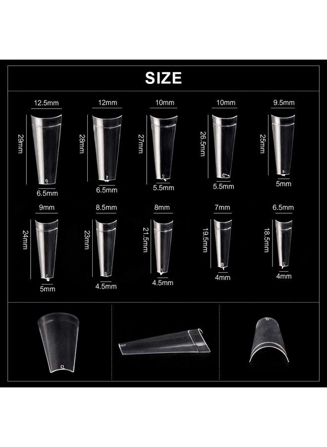 KADS French Coffin Ballerina Nail Tips Acrylic Half False Nails 10 Sizes 500 Pcs With Box (Hc76) - Image 3