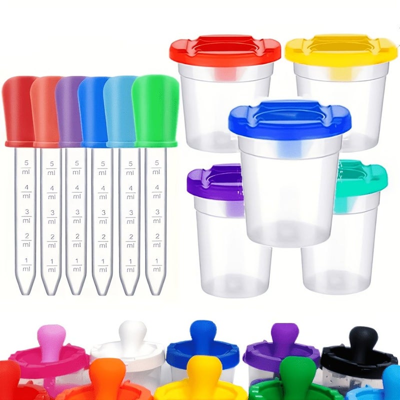 12 Piece Colored Dropper Set with Measuring Cups and Cleaning Brush - Image 1