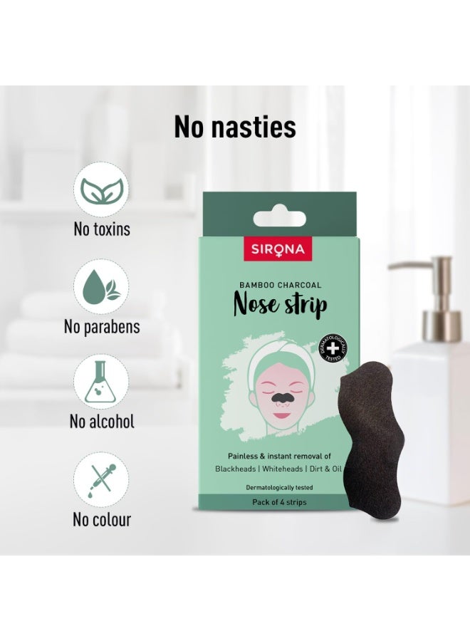 Sirona Bamboo Charcoal Blackheads Remover Nose Strips for Women – 4 Strips (2 Pack) | Painless & Instant Removal of Whiteheads, Blackheads, Pore Cleanser, Dirt & Oil - Image 5