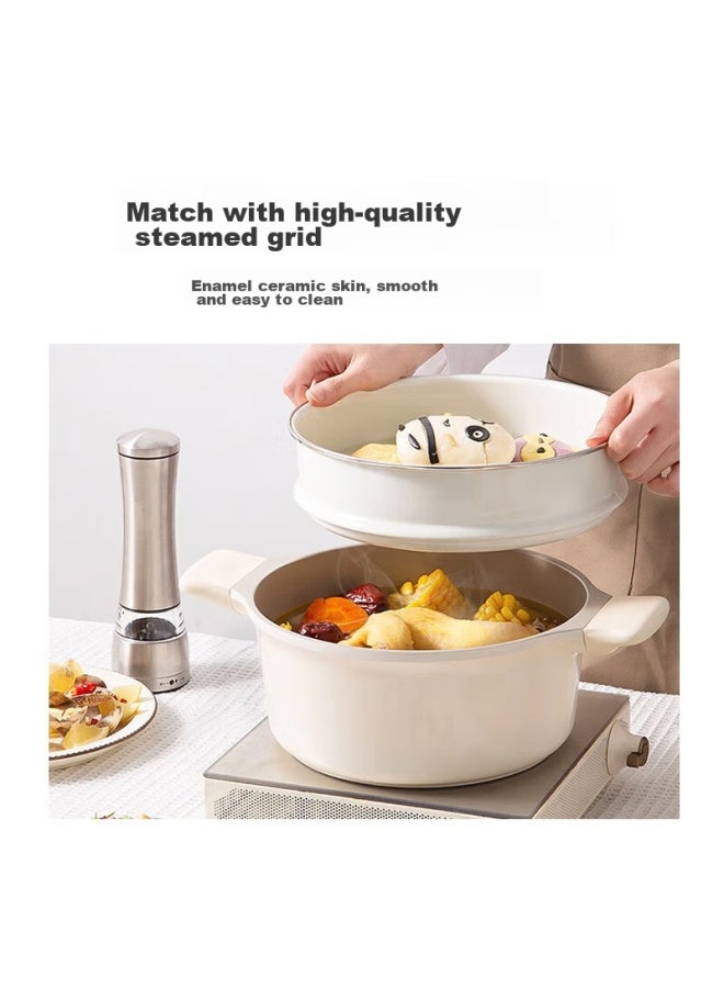 Redchef Red Kitchen Titanium Ceramic Soup Pot With Steamer Insert, 24cm, For Home Use, Stewing Pot, Soup Pot, Braising Pot, Porridge Cooker, Compatible With Induction Cooker And Gas Stove - Image 3