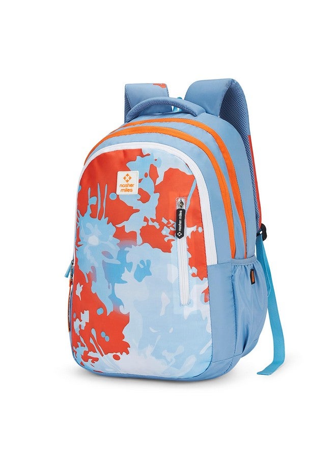 Nasher Miles Biology 5 Compartment Laptop Backpack 45 Liters Polyester with Raincover| Front Organiser Ideal for College, School Bags for Boys & Girls (Blue Orange) - Image 1