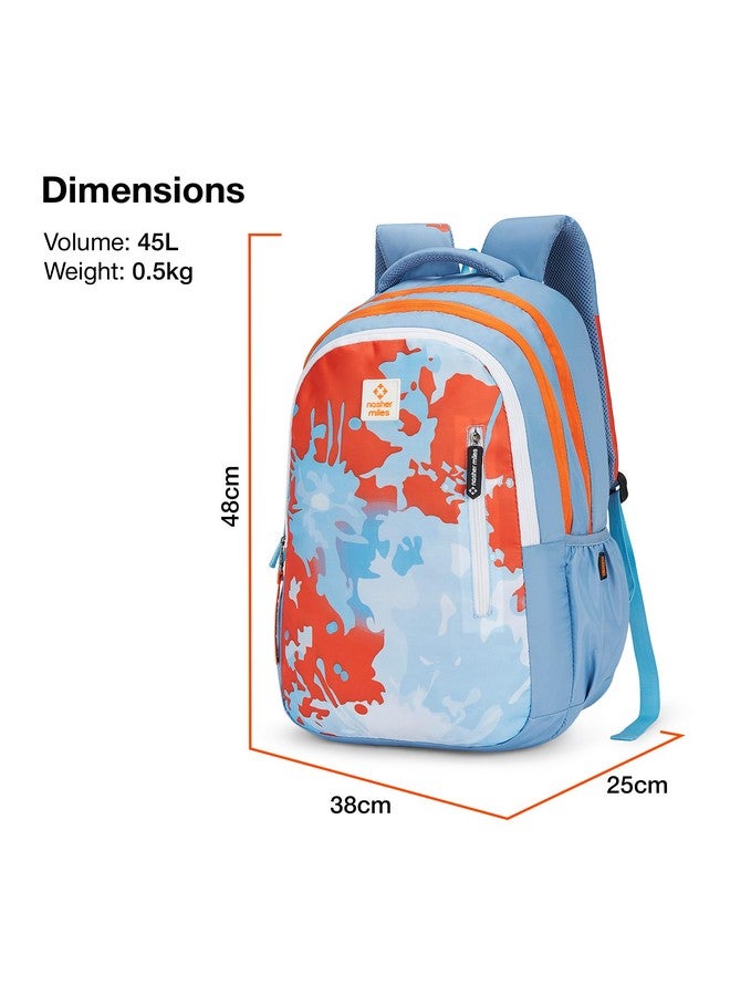 Nasher Miles Biology 5 Compartment Laptop Backpack 45 Liters Polyester with Raincover| Front Organiser Ideal for College, School Bags for Boys & Girls (Blue Orange) - Image 5