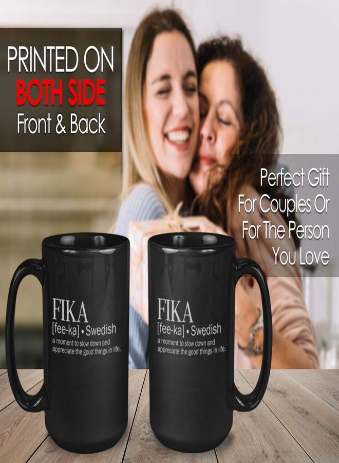 Bubble Hugs Encouragement Coffee Mug - Fika A Moment To Slow Down An Appreciate The Good Thing In Life - Swedish Sweden Definition Positive Quote Motivational | 15 Oz Black - Image 5
