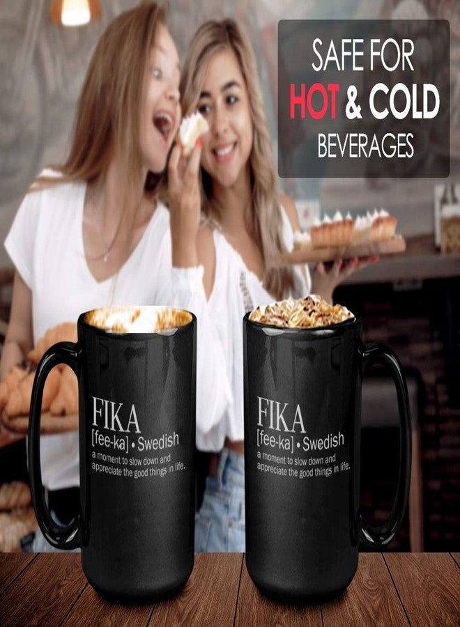 Bubble Hugs Encouragement Coffee Mug - Fika A Moment To Slow Down An Appreciate The Good Thing In Life - Swedish Sweden Definition Positive Quote Motivational | 15 Oz Black - Image 4