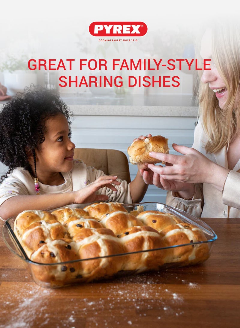 بيريكس Pyrex Essentials Rectangular Glass Roaster 2-Piece Set (3.7L + 2.6L) - Borosilicate Oven, Microwave & Freezer Safe - Image 4