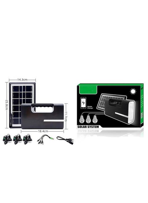 A Solar Energy System With A Searchlight, 3 Bulbs, And A Mobile Charger Outlet, Suitable For Camping And Trips
