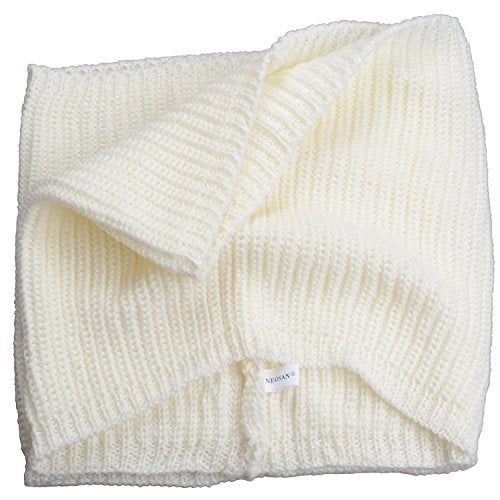 NEOSAN Womens Thick Ribbed Knit Winter Infinity Circle Loop Scarf Cream - Image 3