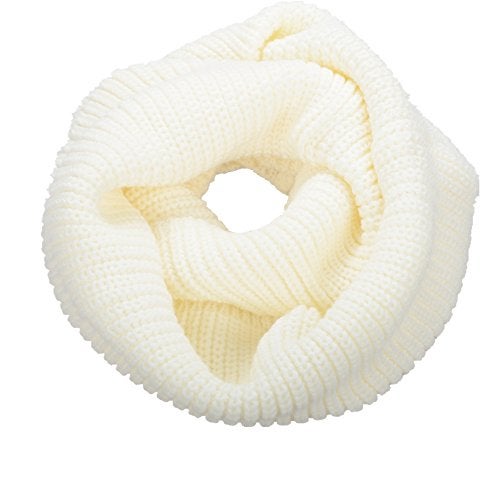 NEOSAN Womens Thick Ribbed Knit Winter Infinity Circle Loop Scarf Cream - Image 1