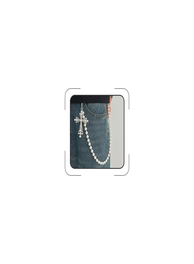 ANGLEQUEEN Pearl Cross Pants Chains for Men Women Cross Wallet Chain Gothic Hip Hop Pearl Pocket Chains Jean Chain Wallets Fashion Jewelry for Women 2025 - Image 1