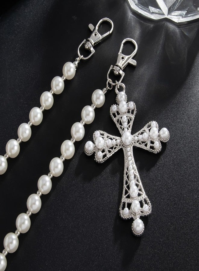ANGLEQUEEN Pearl Cross Pants Chains for Men Women Cross Wallet Chain Gothic Hip Hop Pearl Pocket Chains Jean Chain Wallets Fashion Jewelry for Women 2025 - Image 4