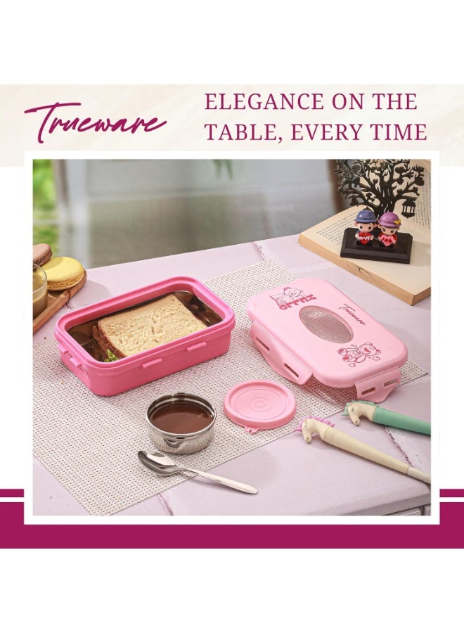 Trueware Alfa Insulated Inner Steel Thermoware BPA Free, Airtight, Food Grade, 2 Containers Lunch Box 600 ML & 150ml with spoon - Image 2