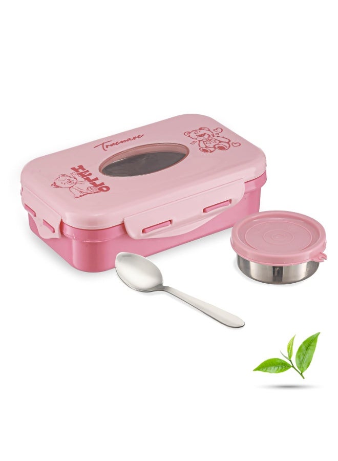 Trueware Alfa Insulated Inner Steel Thermoware BPA Free, Airtight, Food Grade, 2 Containers Lunch Box 600 ML & 150ml with spoon - Image 1