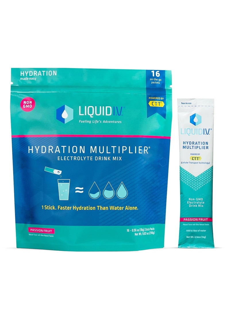 Liquid I.V. Hydration Multiplier Electrolyte Powder Easy Open Packets Supplement Drink Mix Passion Fruit 16  - Image 1