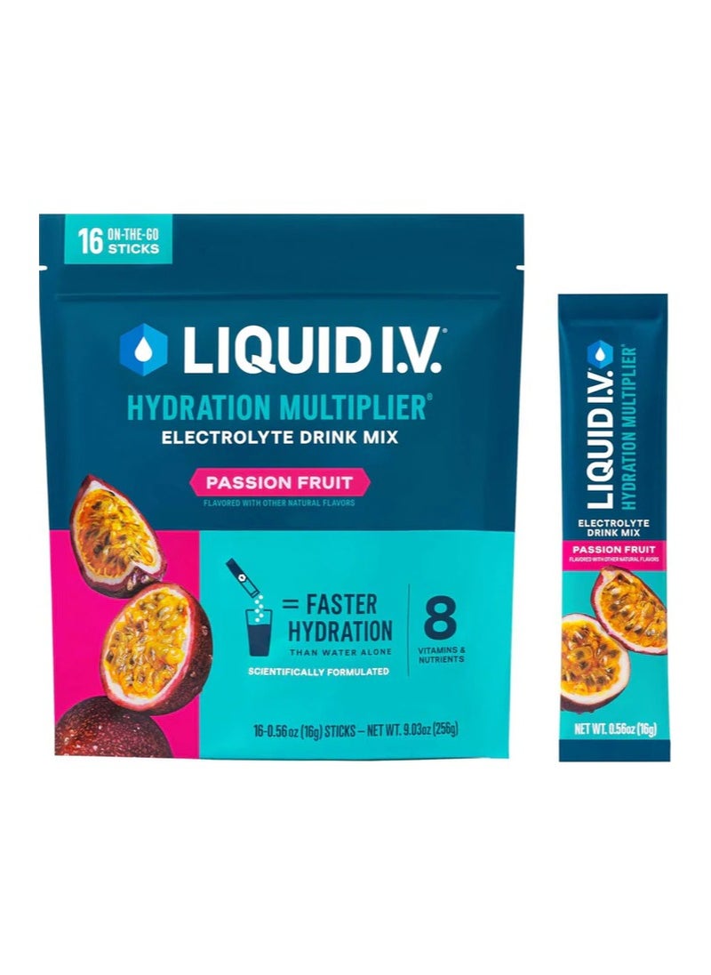 Liquid I.V. مسحوق إلكتروليت مضاعف الترطيب، عبوات سهلة الفتح، مشروب مكمل غذائي، مزيج فاكهة العاطفة 16  - Image 1