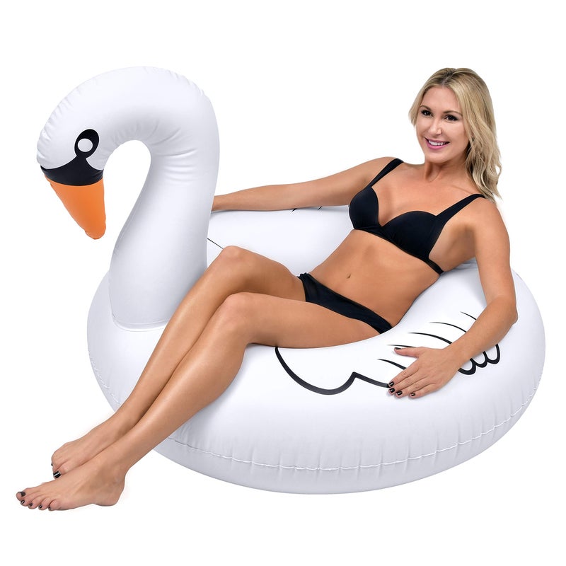 GoFloats Swan Party Tube Inflatable Raft Float In Style for Adults and Kids - Image 2