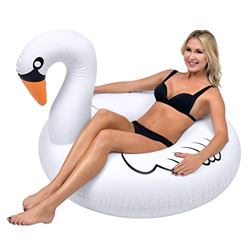 GoFloats Swan Party Tube Inflatable Raft Float In Style for Adults and Kids - Image 1