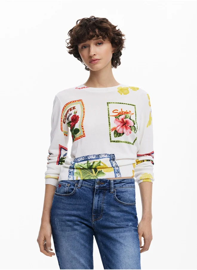 DESIGUAL Tropical Stamps Sweater