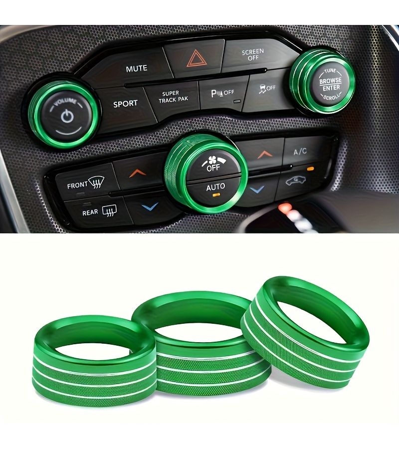 3pcs Silvery Air Conditioning Knob Rings For Dodge Challenger Durango Grand Cherokee 2015 2022 Interior Decoration - Image 1